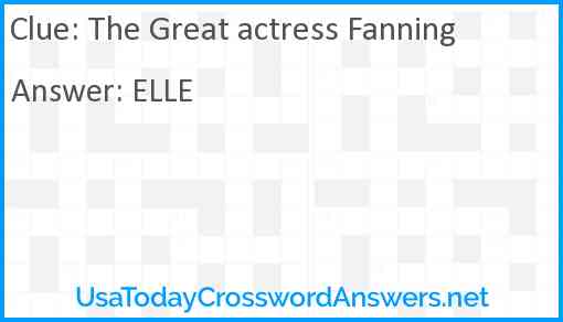 The Great actress Fanning Answer
