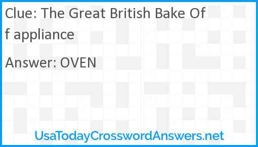The Great British Bake Off appliance Answer