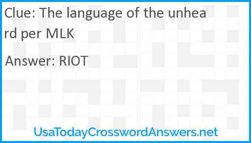 The language of the unheard per MLK Answer