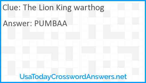 The Lion King warthog Answer
