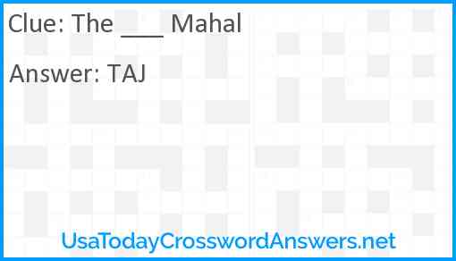 The ___ Mahal Answer