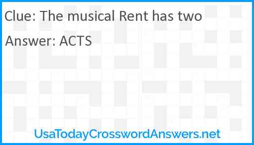 The musical Rent has two Answer