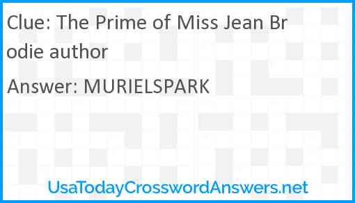The Prime of Miss Jean Brodie author Answer