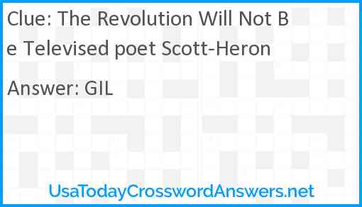 The Revolution Will Not Be Televised poet Scott-Heron Answer