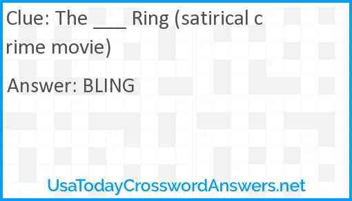 The ___ Ring (satirical crime movie) Answer