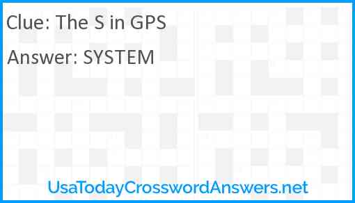 The S in GPS Answer