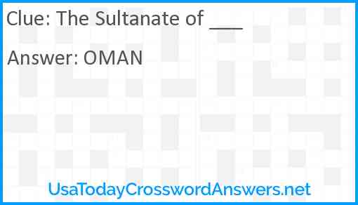 The Sultanate of ___ Answer