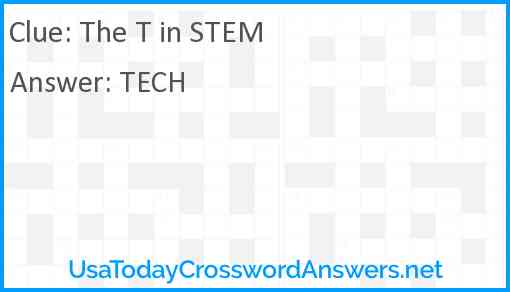 The T in STEM Answer
