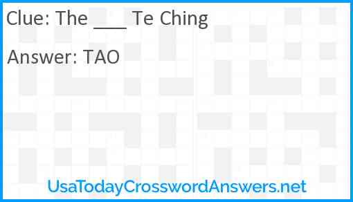 The ___ Te Ching Answer