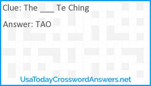 The ___ Te Ching Answer
