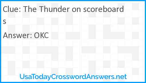 The Thunder on scoreboards Answer