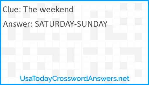 The weekend Answer