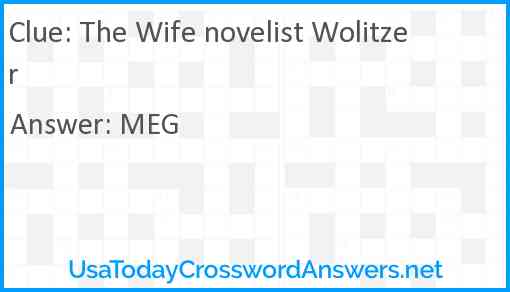 The Wife novelist Wolitzer Answer