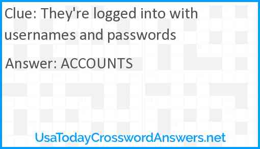 They're logged into with usernames and passwords Answer
