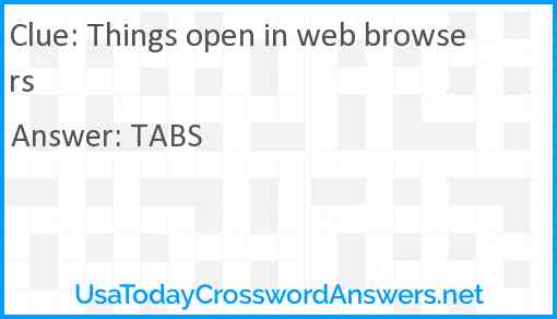 Things open in web browsers Answer