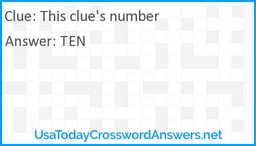 This clue's number Answer