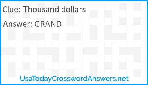 Thousand dollars Answer