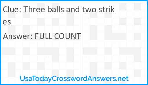 Three balls and two strikes Answer
