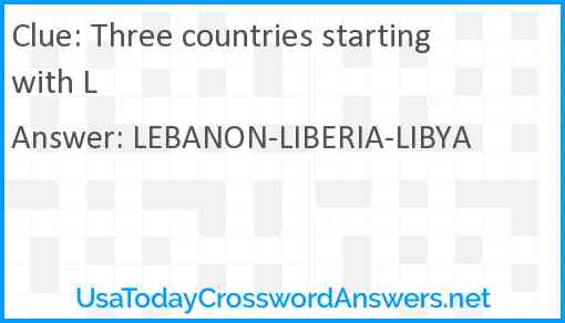 Three countries starting with L Answer