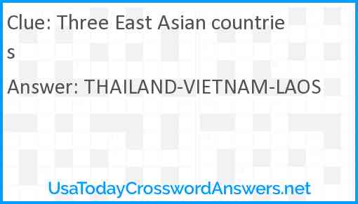 Three East Asian countries Answer