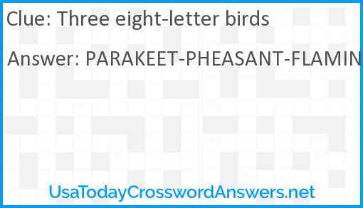 Three eight-letter birds Answer