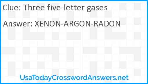 Three five-letter gases Answer