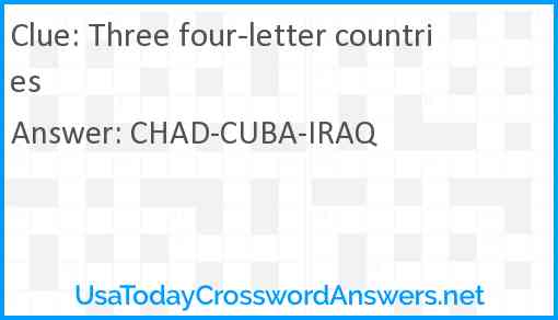 Three four-letter countries Answer