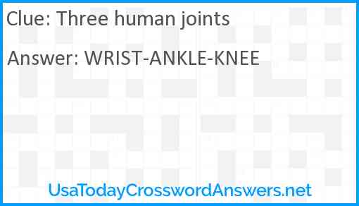 Three human joints Answer