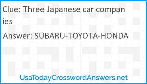 Three Japanese car companies Answer