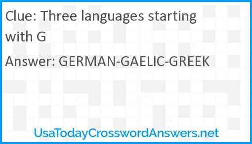 Three languages starting with G Answer