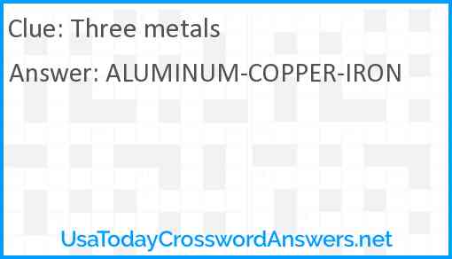 Three metals Answer