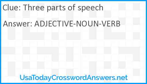 Three parts of speech Answer