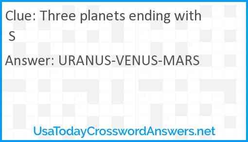 Three planets ending with S Answer