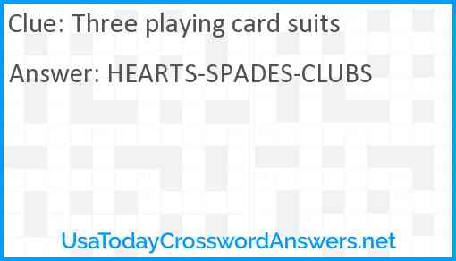 Three playing card suits Answer
