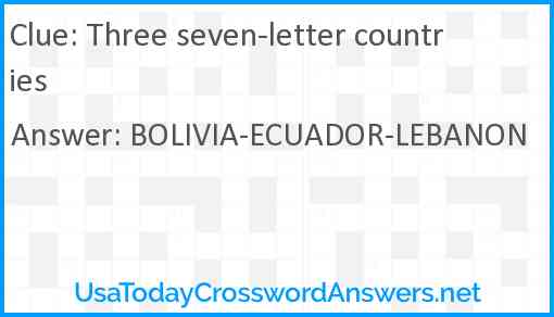 Three seven-letter countries Answer