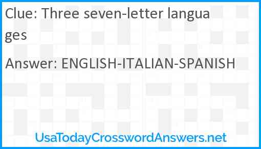 Three seven-letter languages Answer
