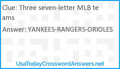 Three seven-letter MLB teams Answer