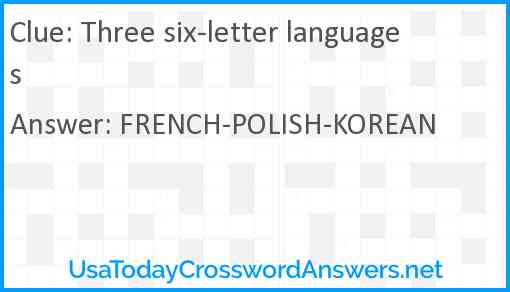 Three six-letter languages Answer