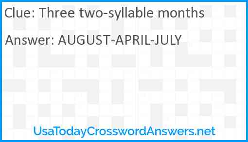 Three two-syllable months Answer