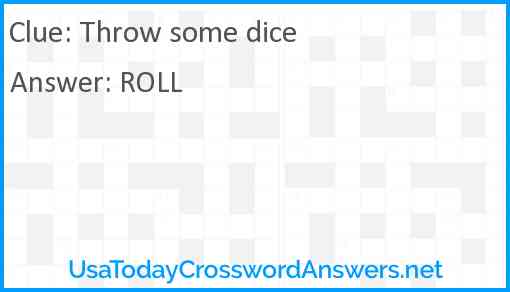 Throw some dice Answer