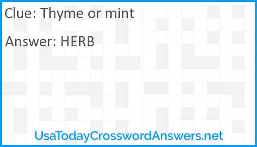 Thyme or mint Answer