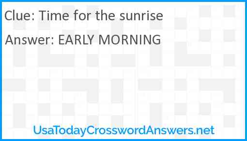 Time for the sunrise Answer
