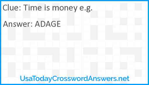 Time is money e.g. Answer