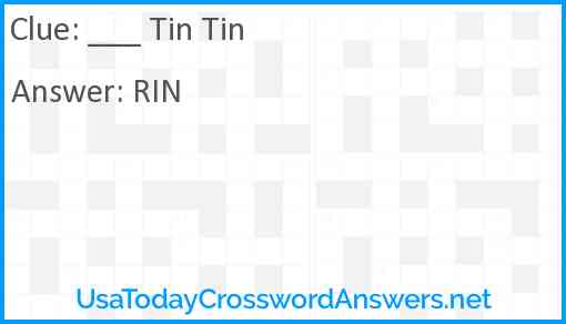 ___ Tin Tin Answer