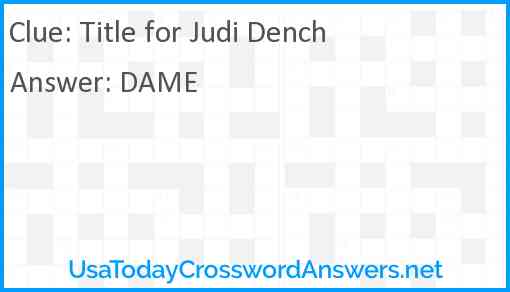 Title for Judi Dench Answer