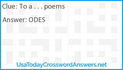 To a . . . poems Answer
