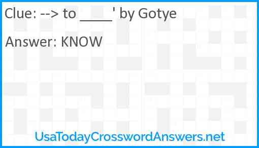 --> to ____' by Gotye Answer
