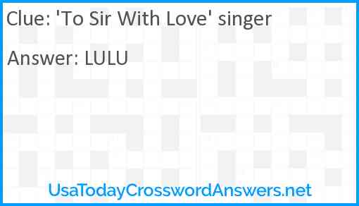 'To Sir With Love' singer Answer
