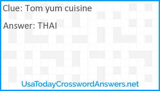 Tom yum cuisine Answer