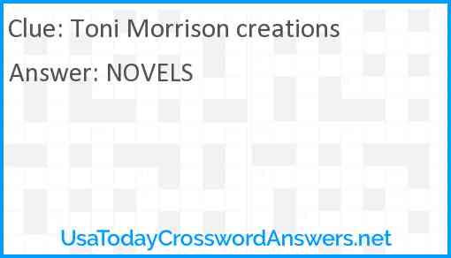 Toni Morrison creations Answer